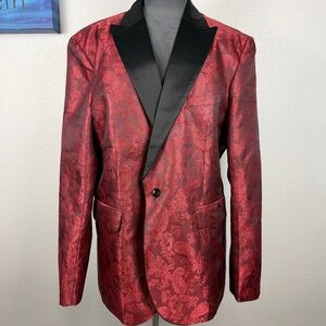 Elegant Red Paisley Men's Blazer